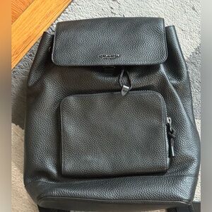 Coach Pebbled Black Leather Men's Backpack